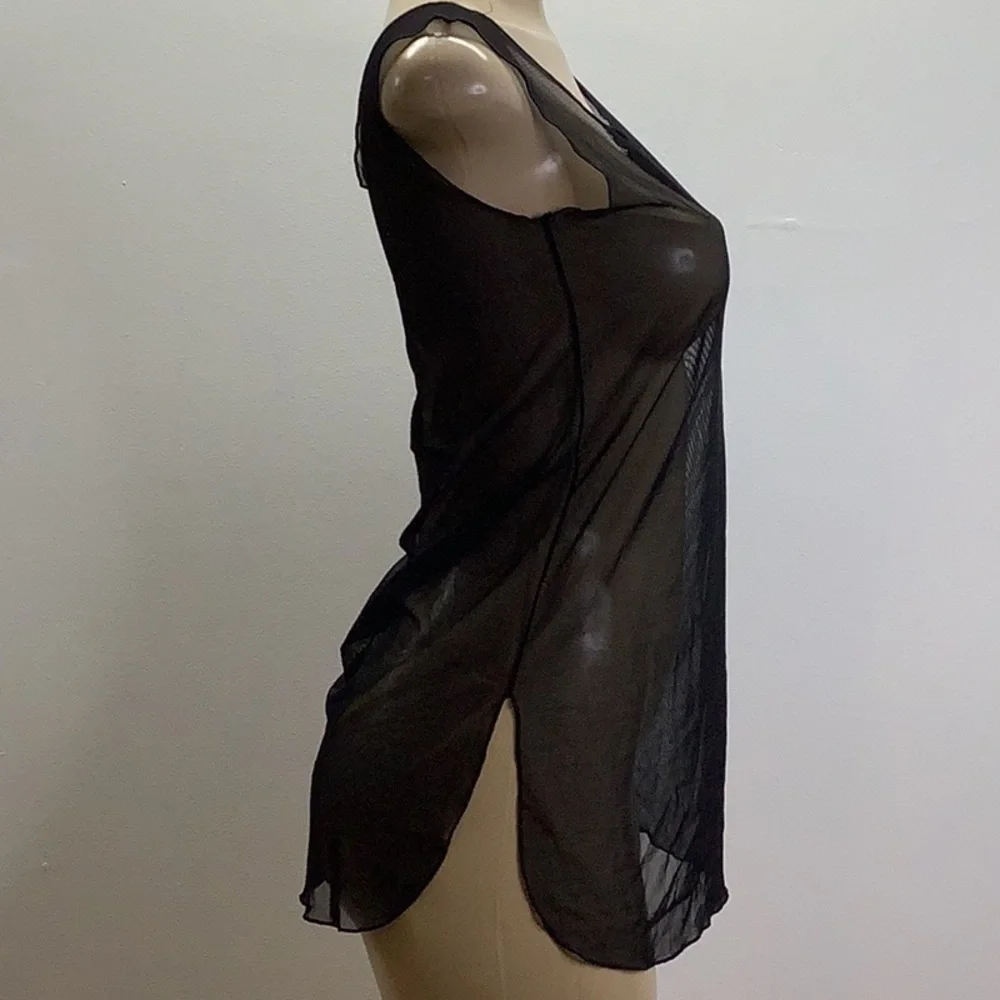 Zuliana Size S/M Black Mesh Cover Up Beach Dress. Made in USA. New With Tags